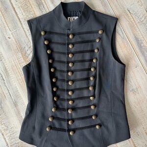 VINTAGE DKNY Black Military Style Vest with Brass Buttons